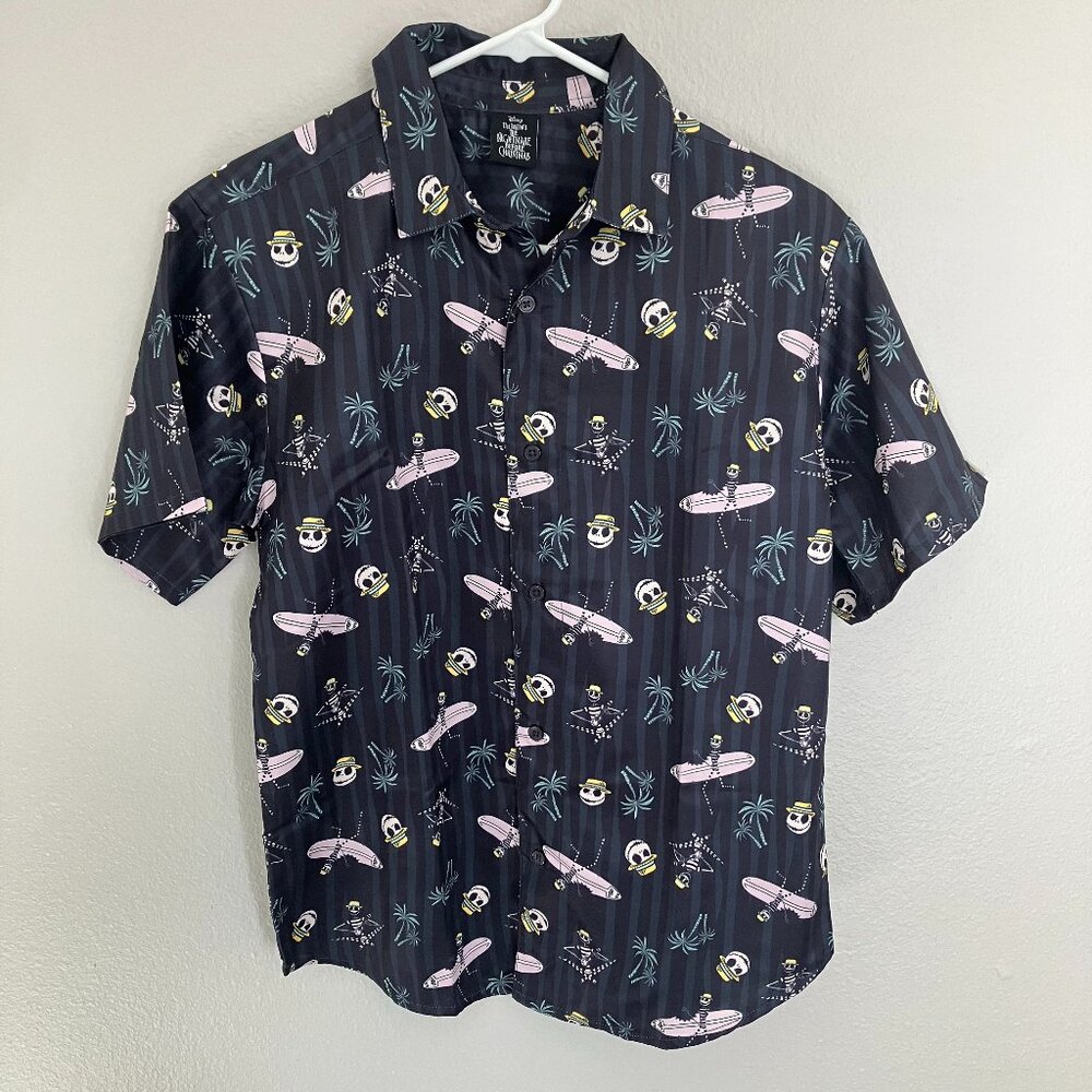 🏄 DISNEY Tim Burton's THE NIGHTMARE BEFORE CHRISTMAS Surf Button Down Shirt 🏄